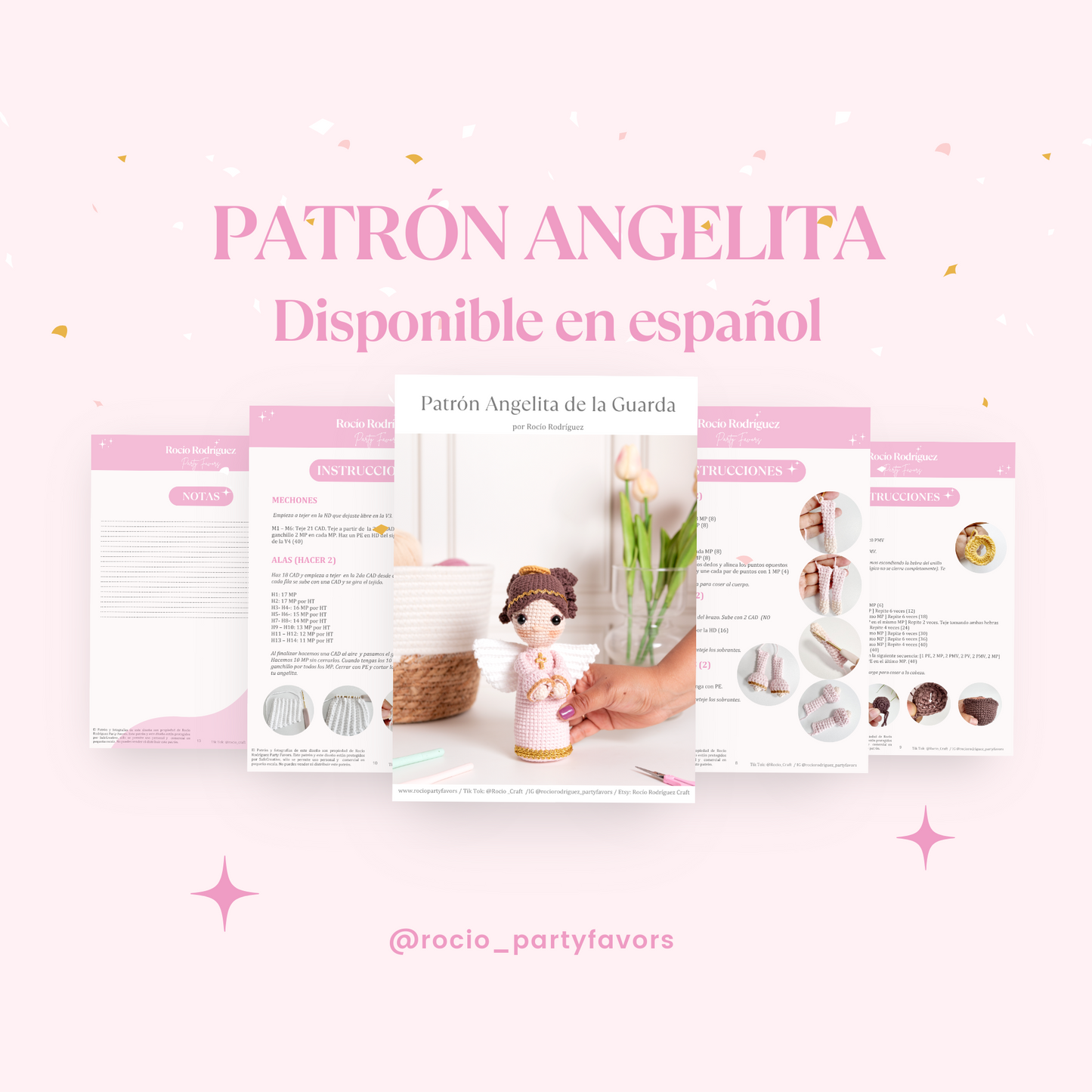 Patrón en ESPAÑOL Angelita 17 cm.
