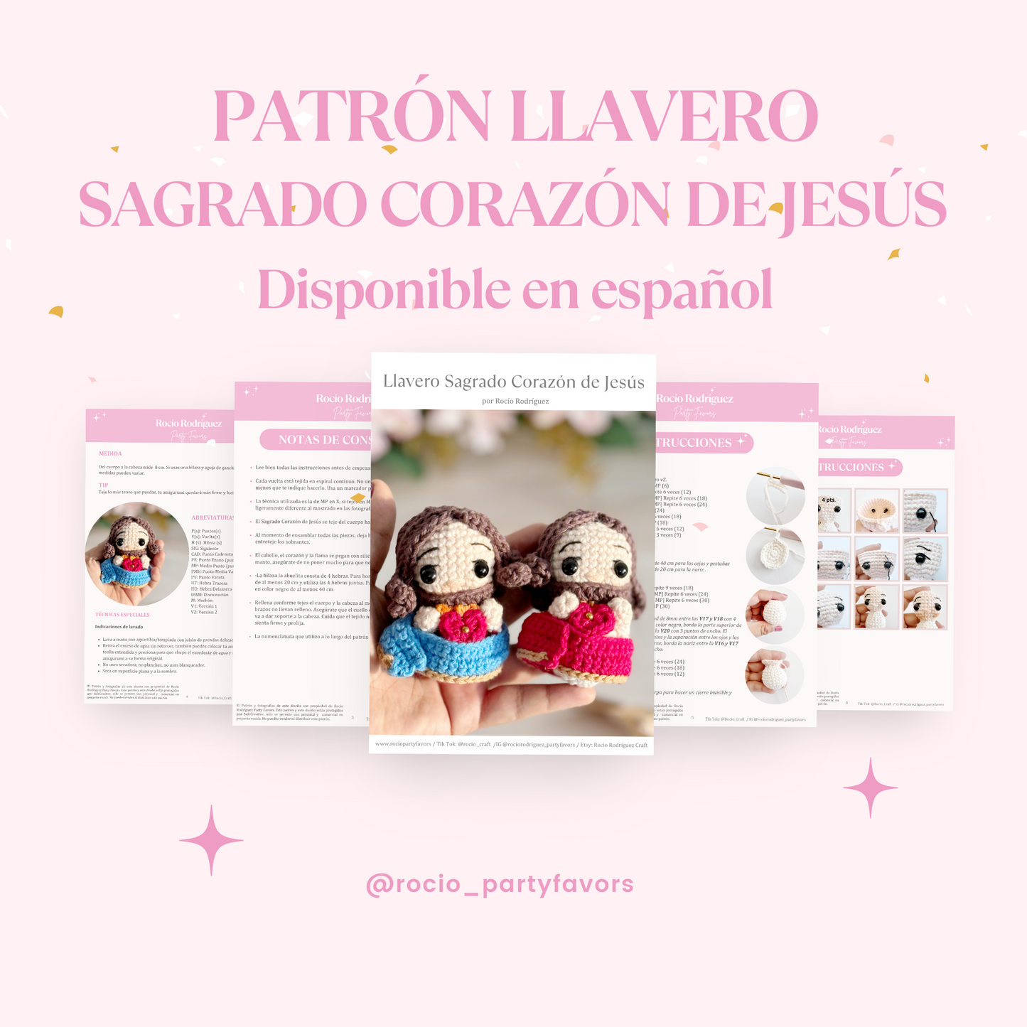 Patrón en ESPAÑOL Llavero Sagrado Corazón de Jesús