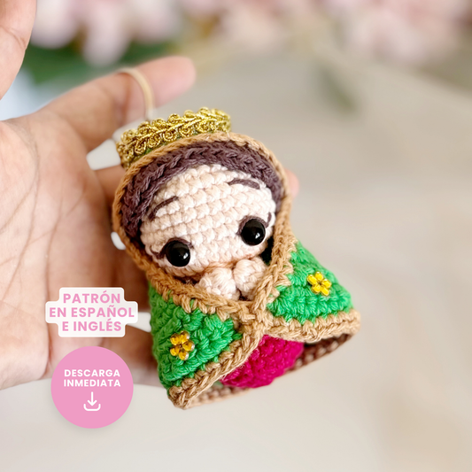 Patrón en ESPAÑOL/INGLES Llavero Virgencita Guadalupe