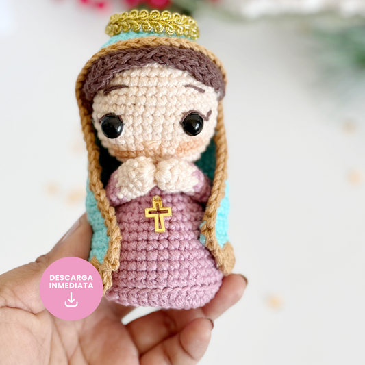 Patrón en ESPAÑOL Virgencita Guadalupe 12 cm