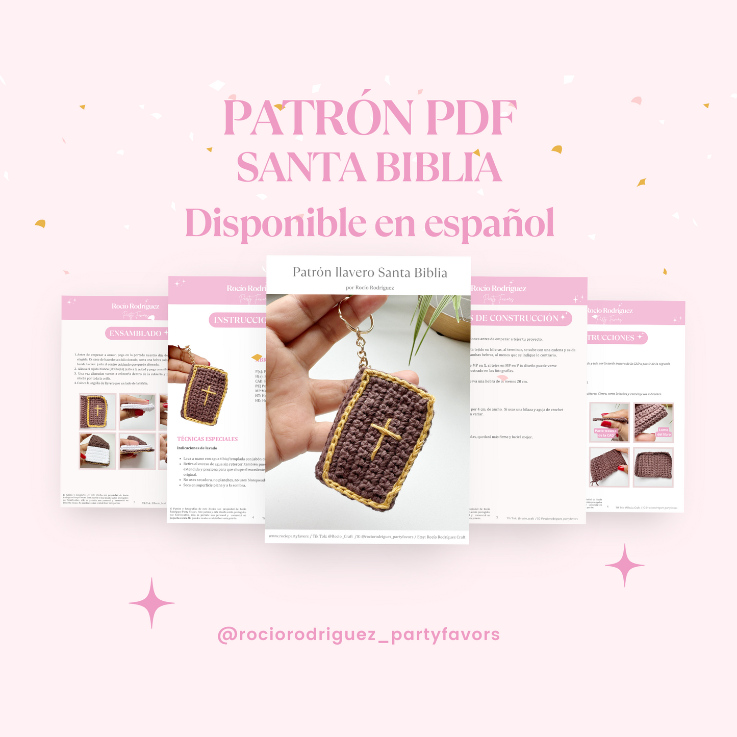 Patrón en ESPAÑOL Llavero Santa Biblia