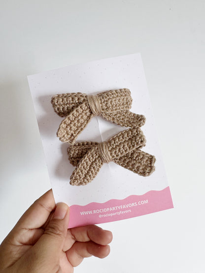 Skinny pigtail bow tejido (en par)