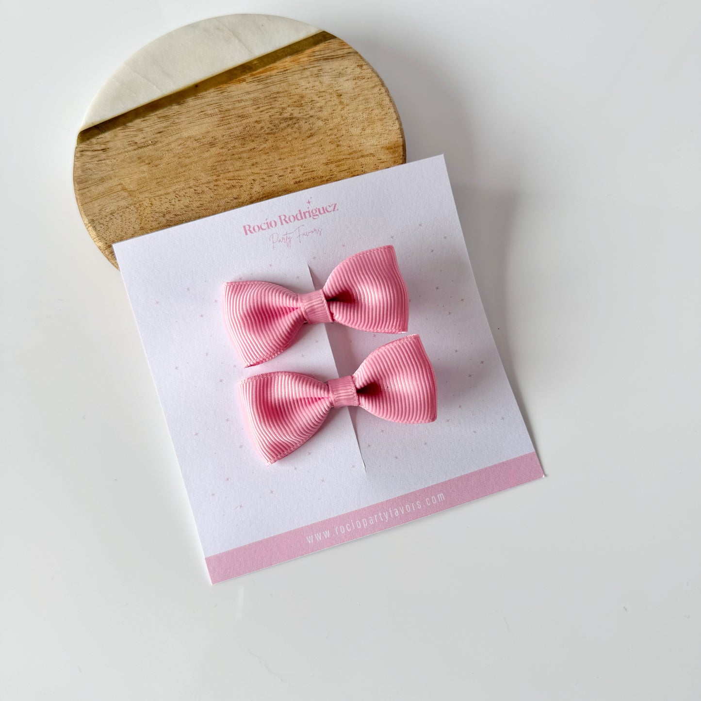 Par mini bow en listón