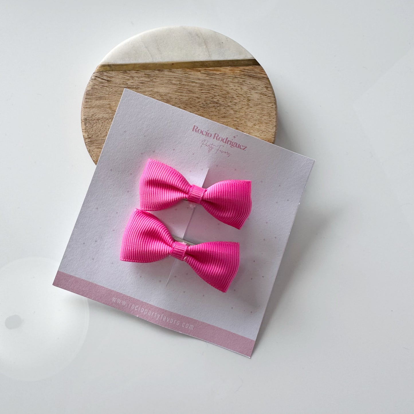 Par mini bow en listón