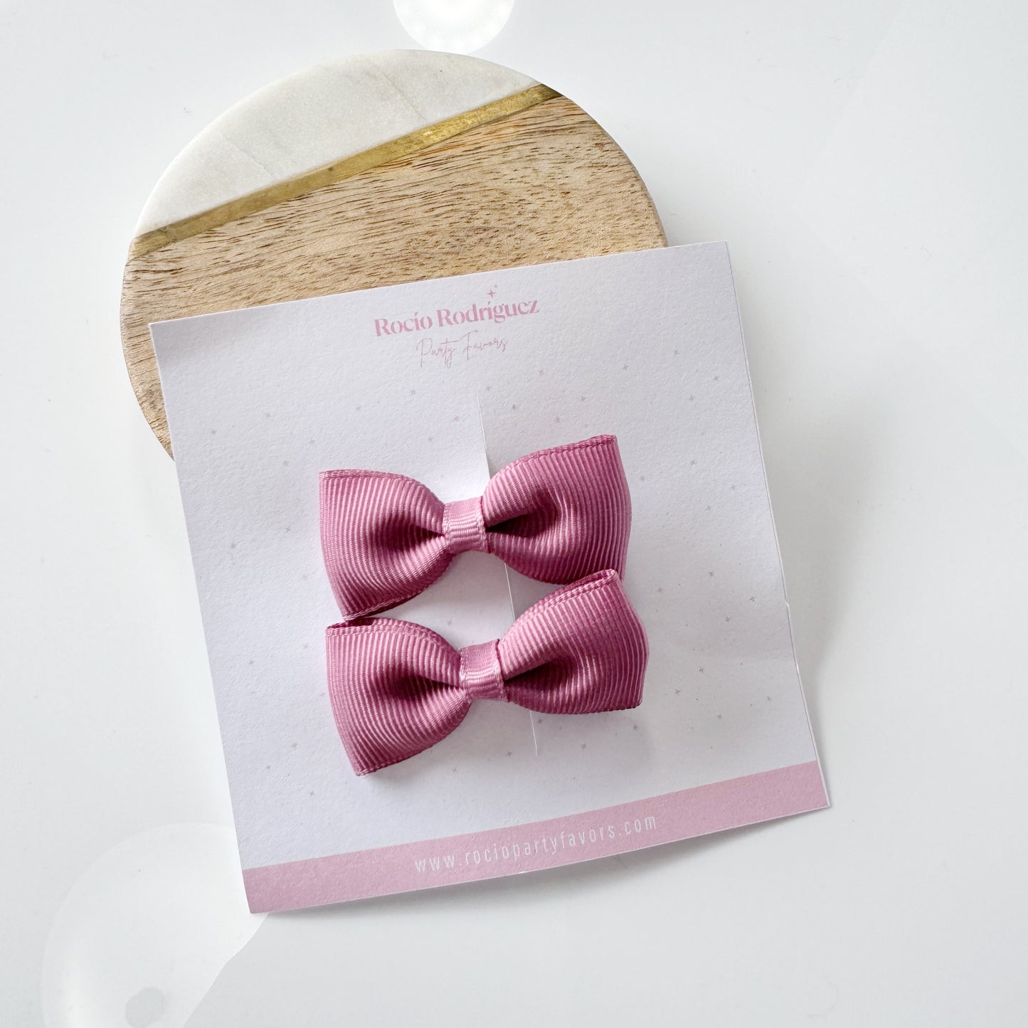 Par mini bow en listón