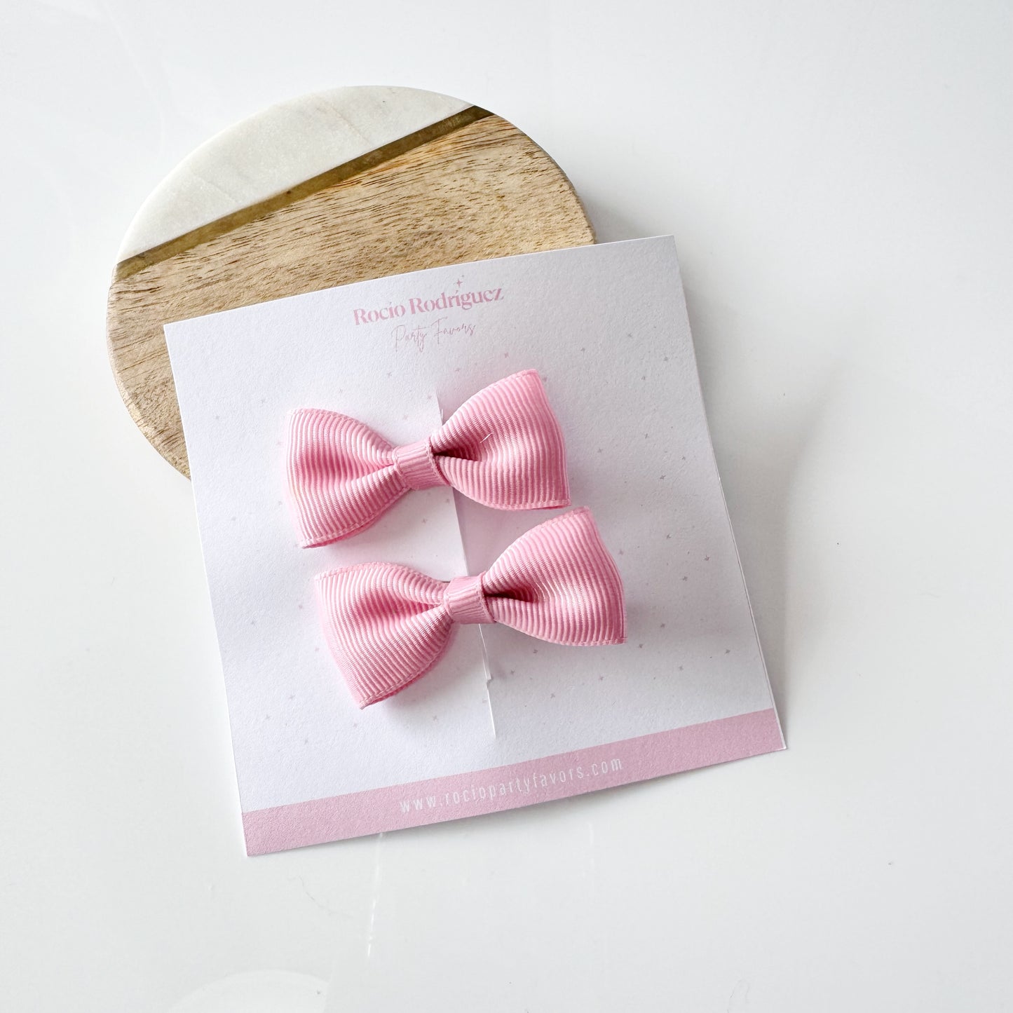 Par mini bow en listón