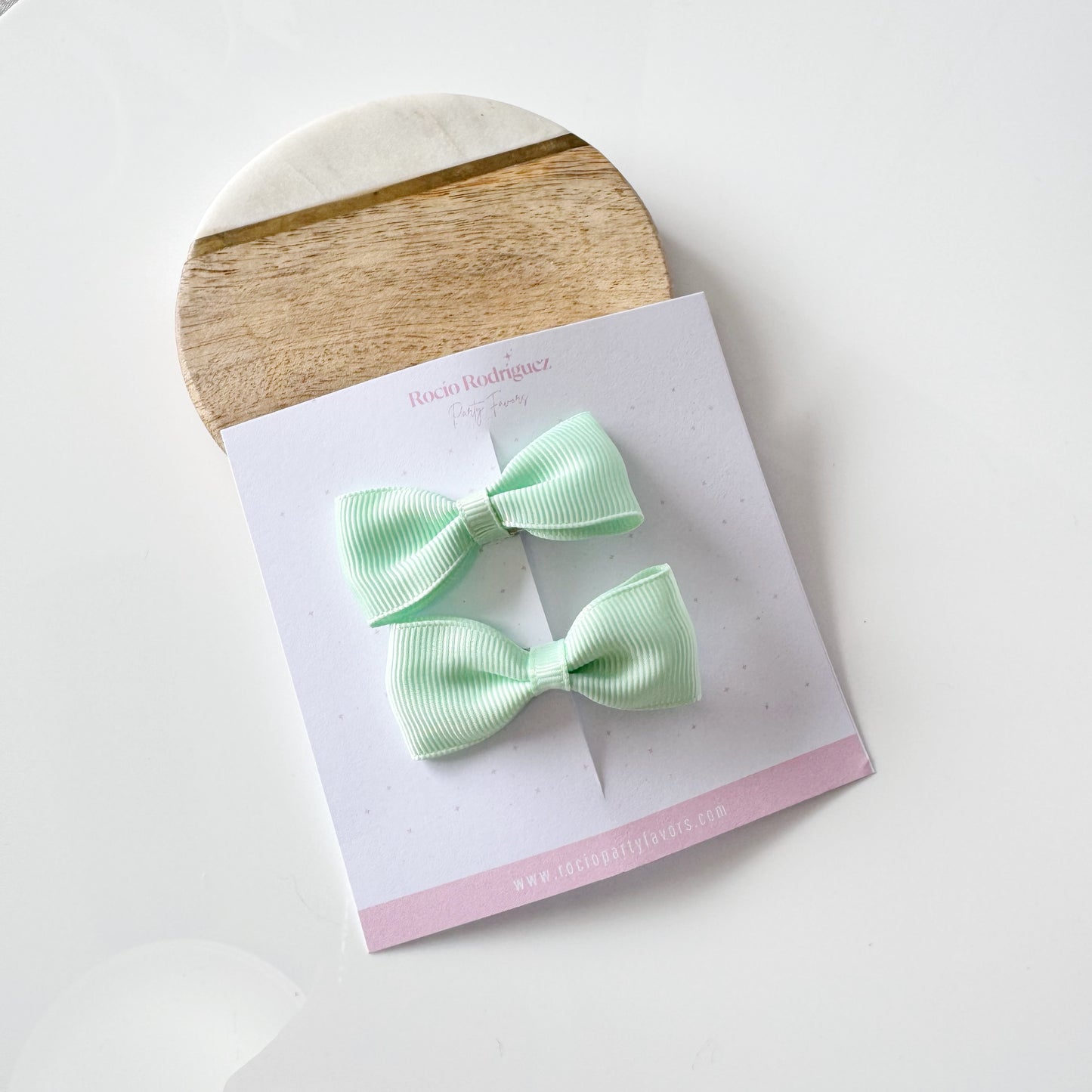 Par mini bow en listón