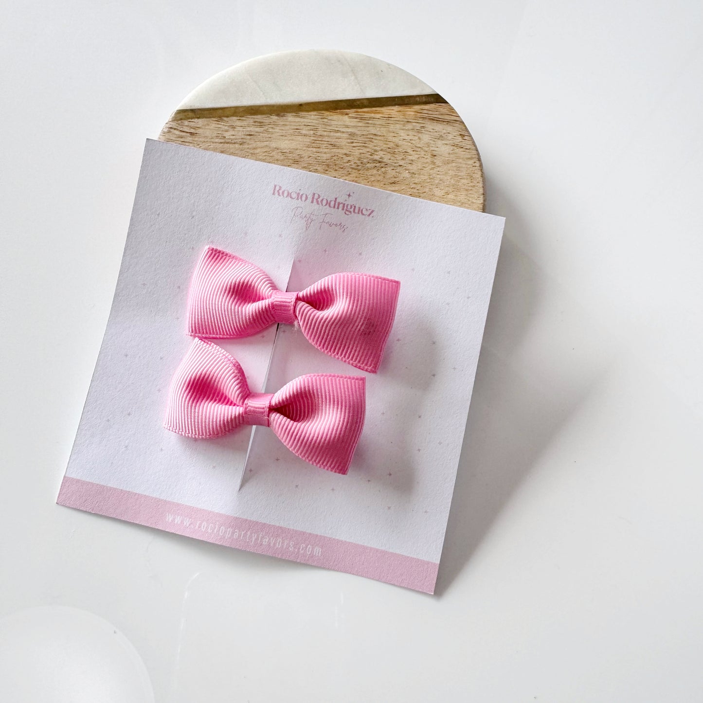 Par mini bow en listón