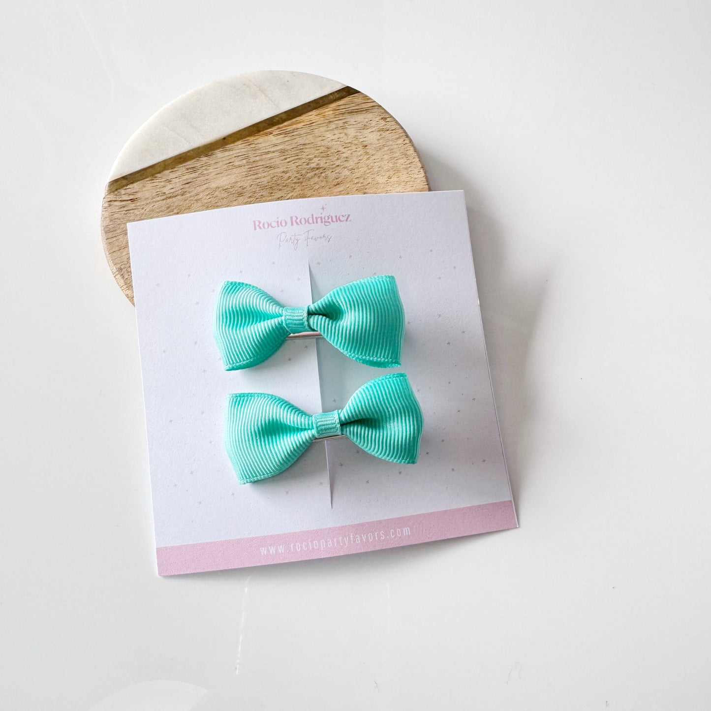 Par mini bow en listón