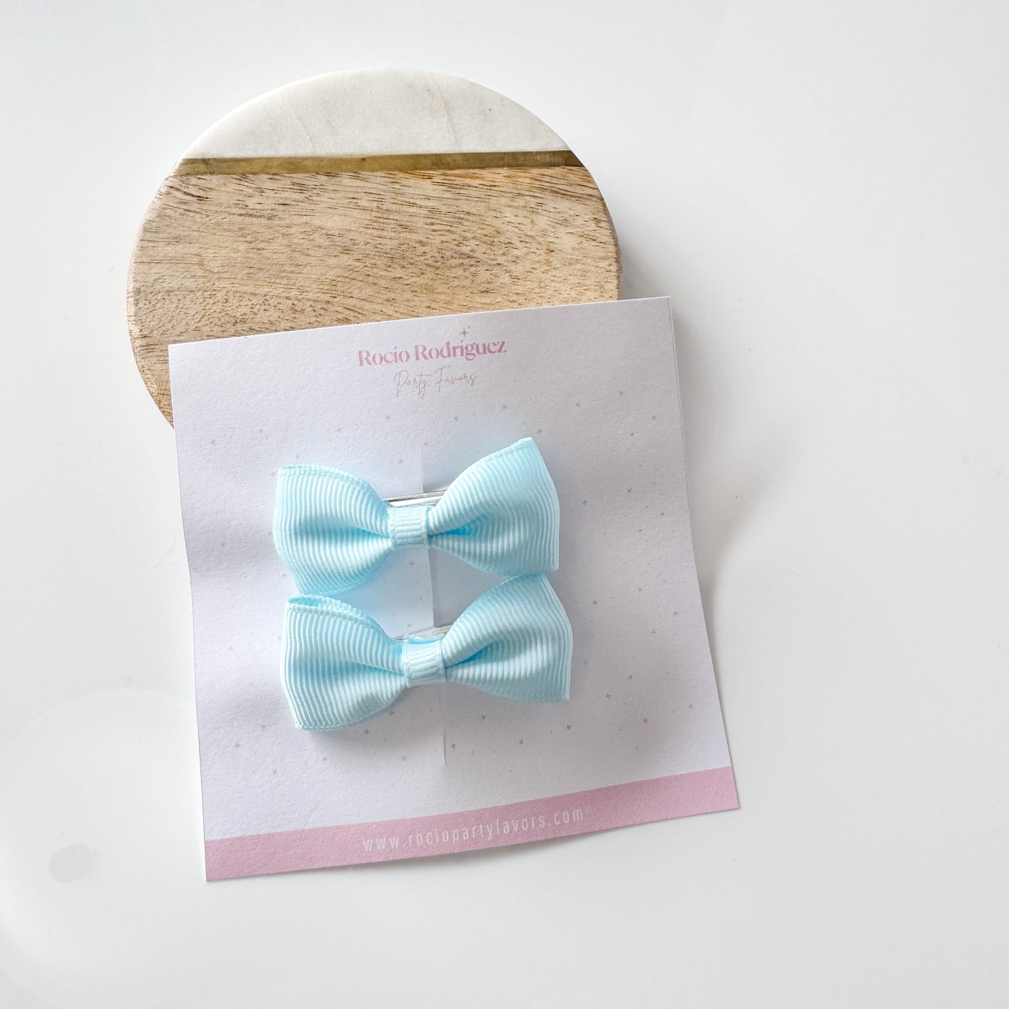 Par mini bow en listón