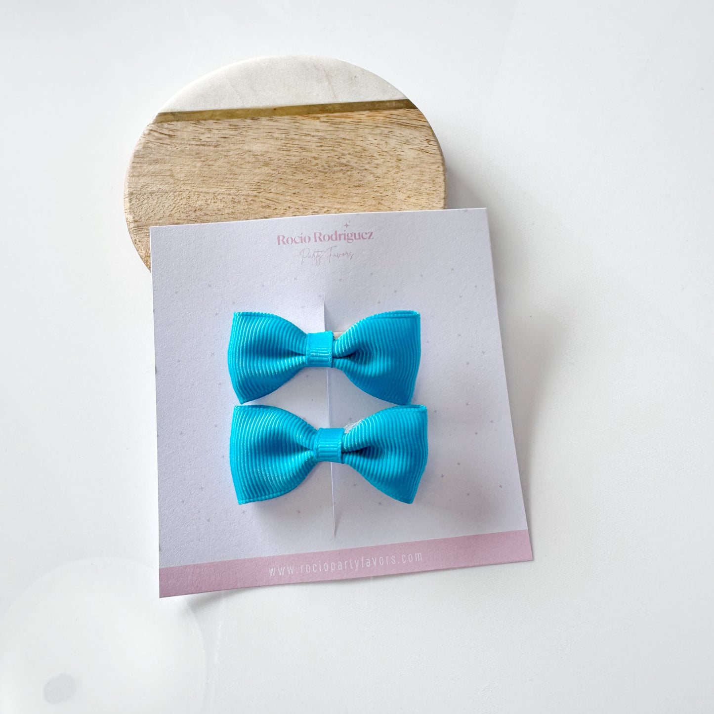 Par mini bow en listón