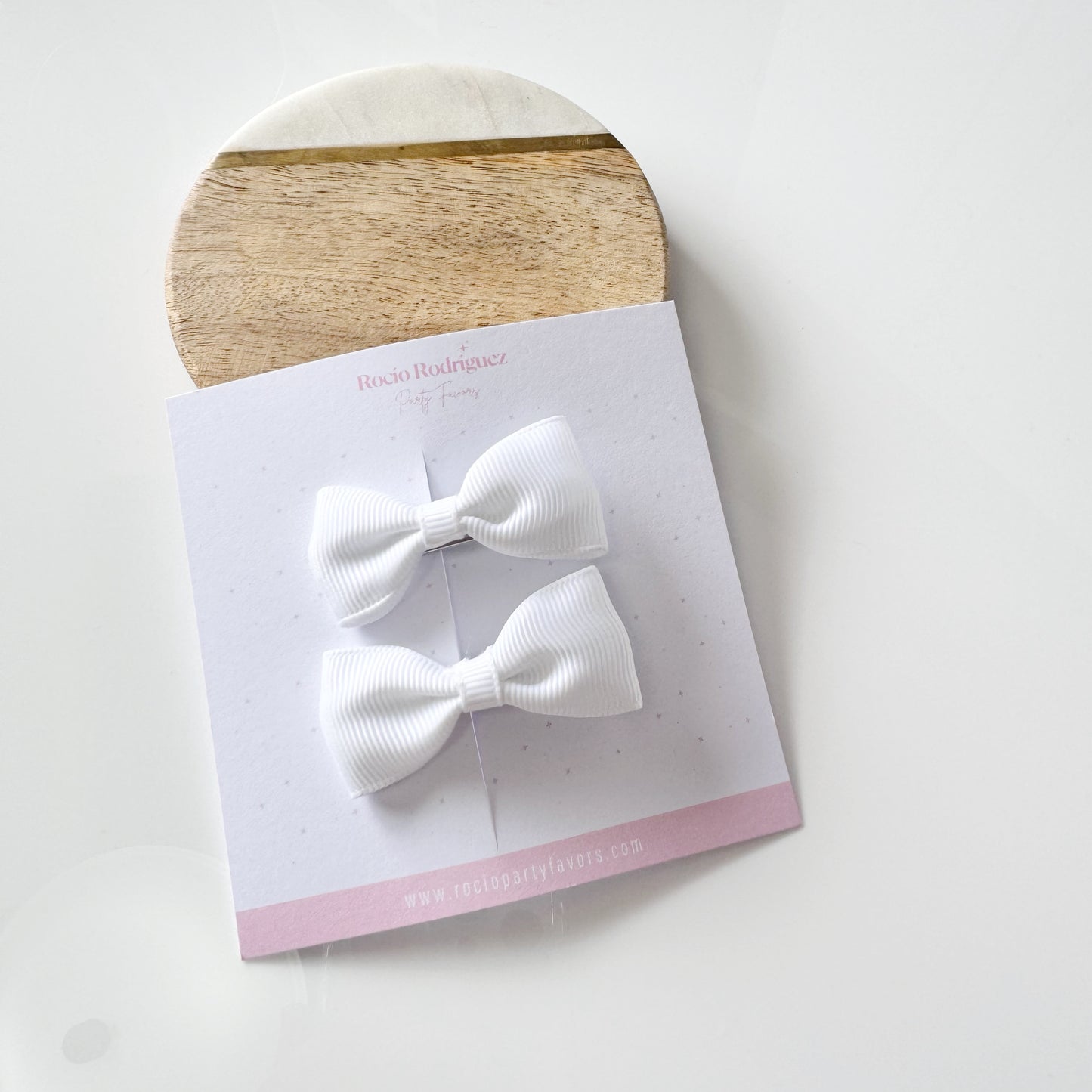 Par mini bow en listón