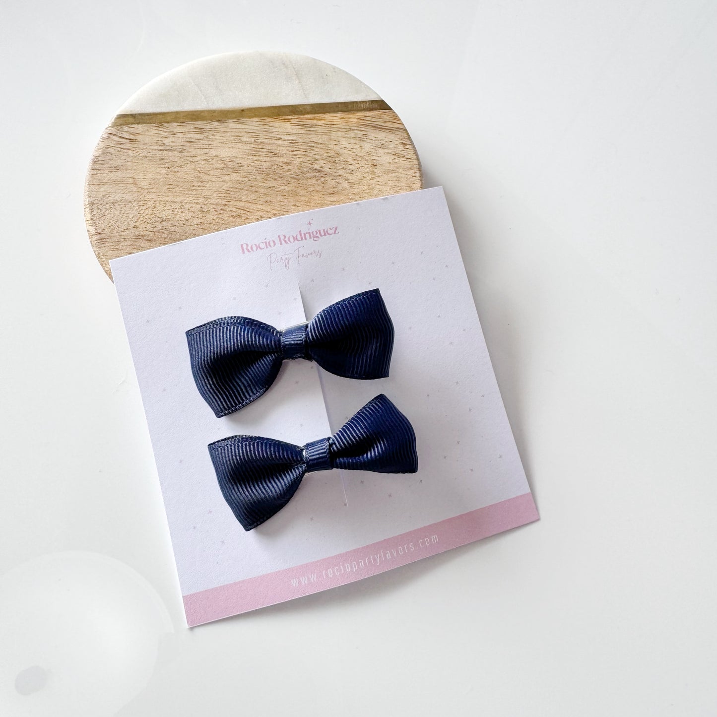 Par mini bow en listón