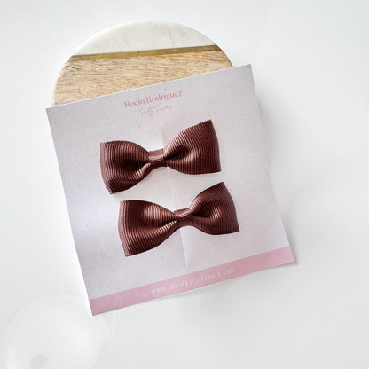Par mini bow en listón