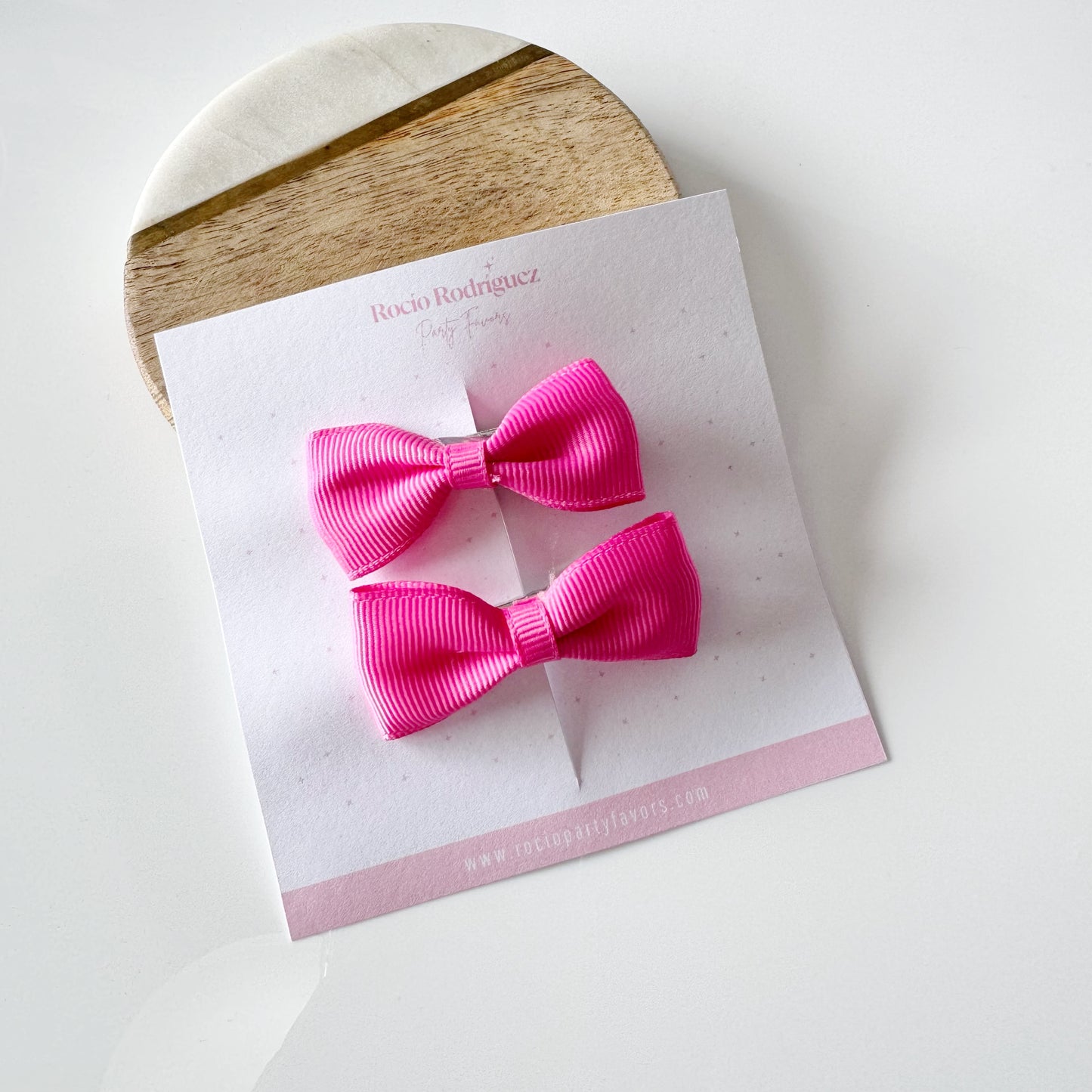 Par mini bow en listón