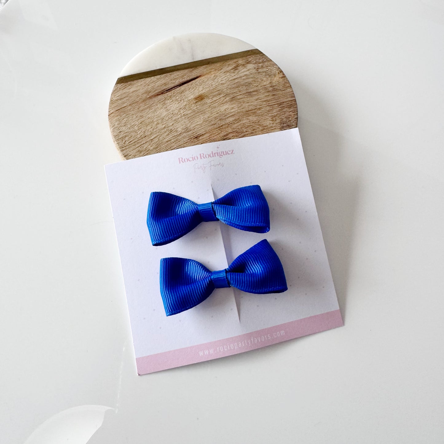 Par mini bow en listón