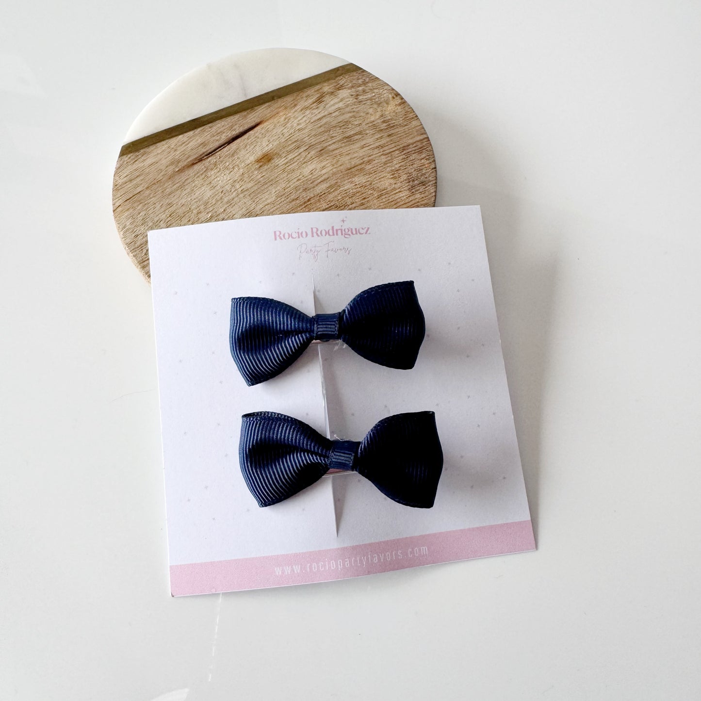 Par mini bow en listón