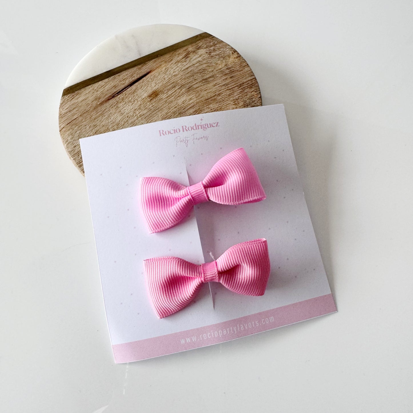 Par mini bow en listón