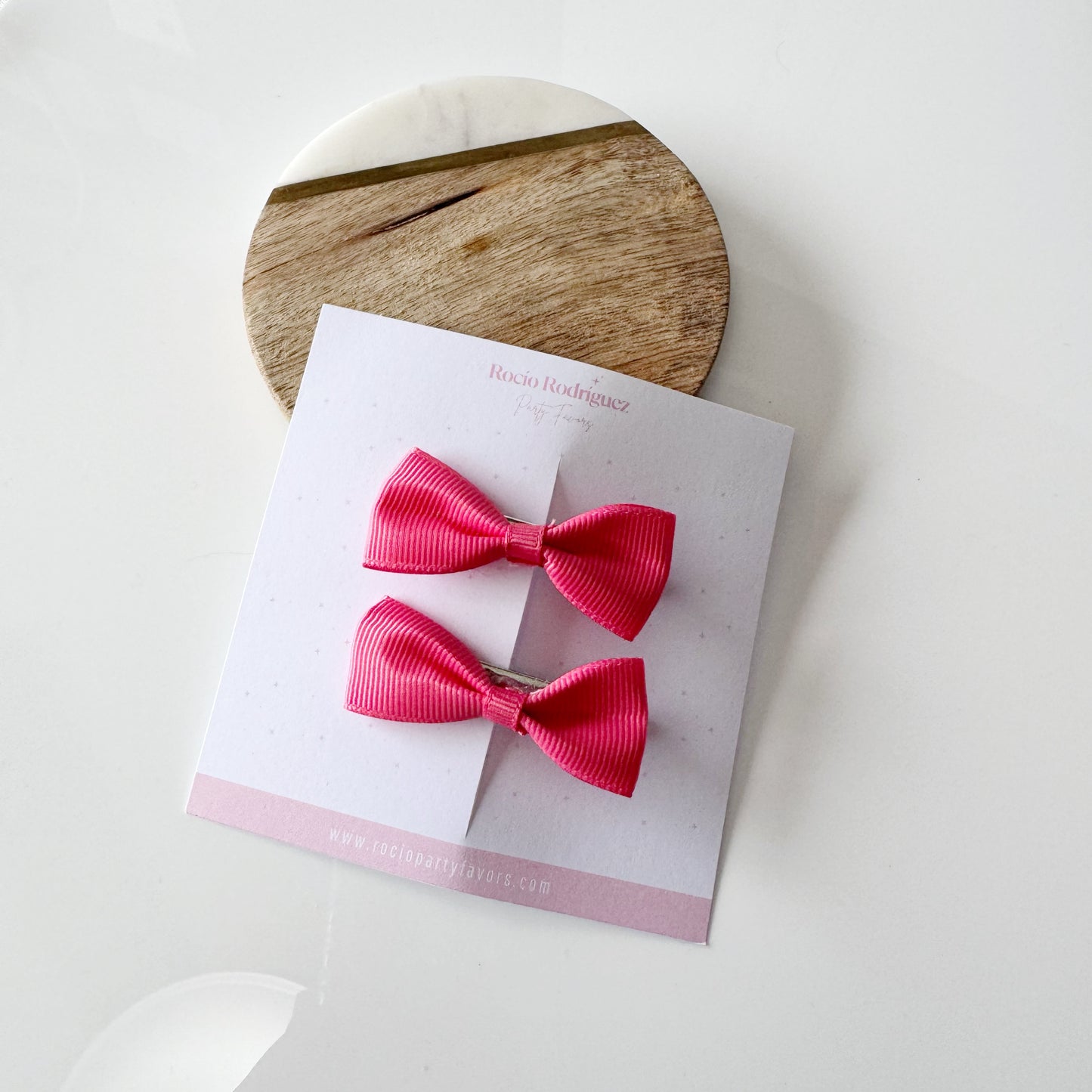 Par mini bow en listón