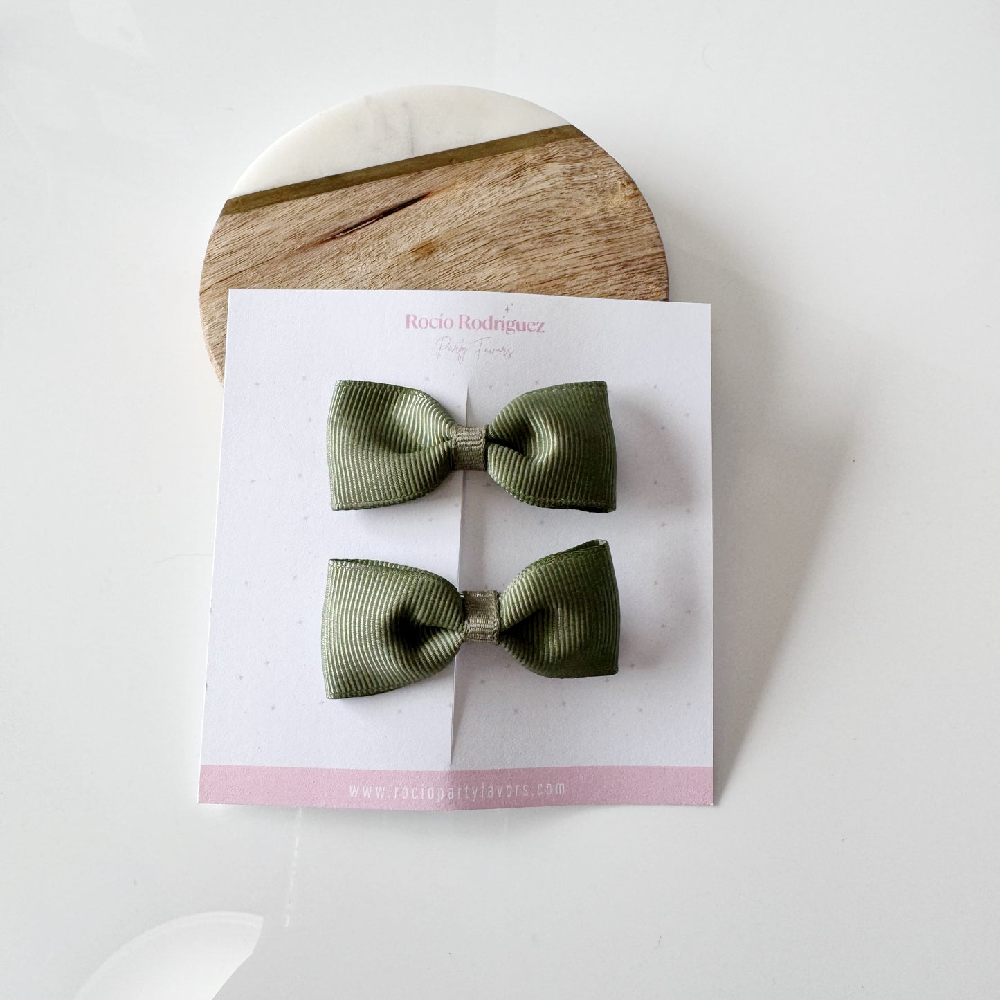 Par mini bow en listón