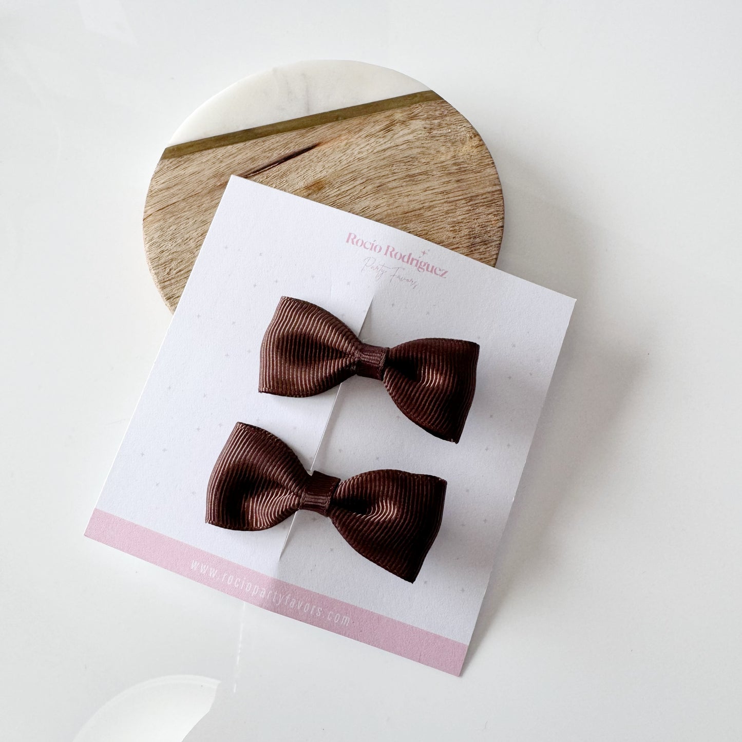 Par mini bow en listón
