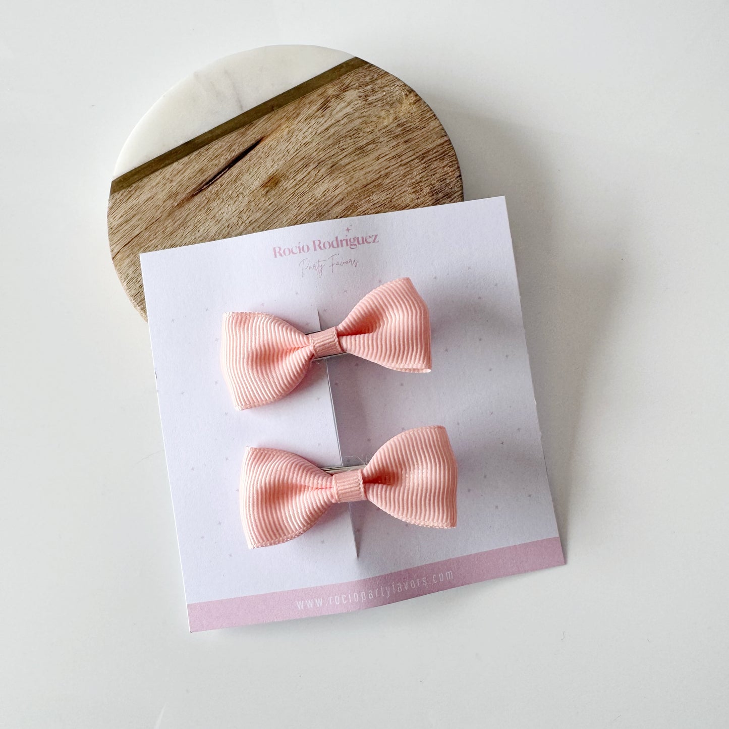 Par mini bow en listón