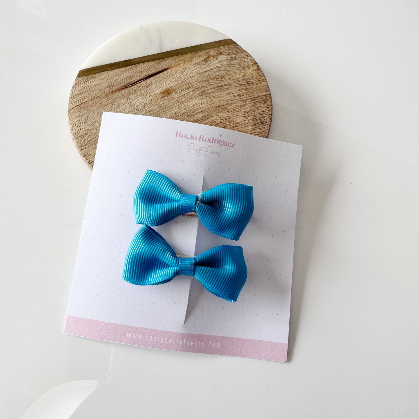 Par mini bow en listón