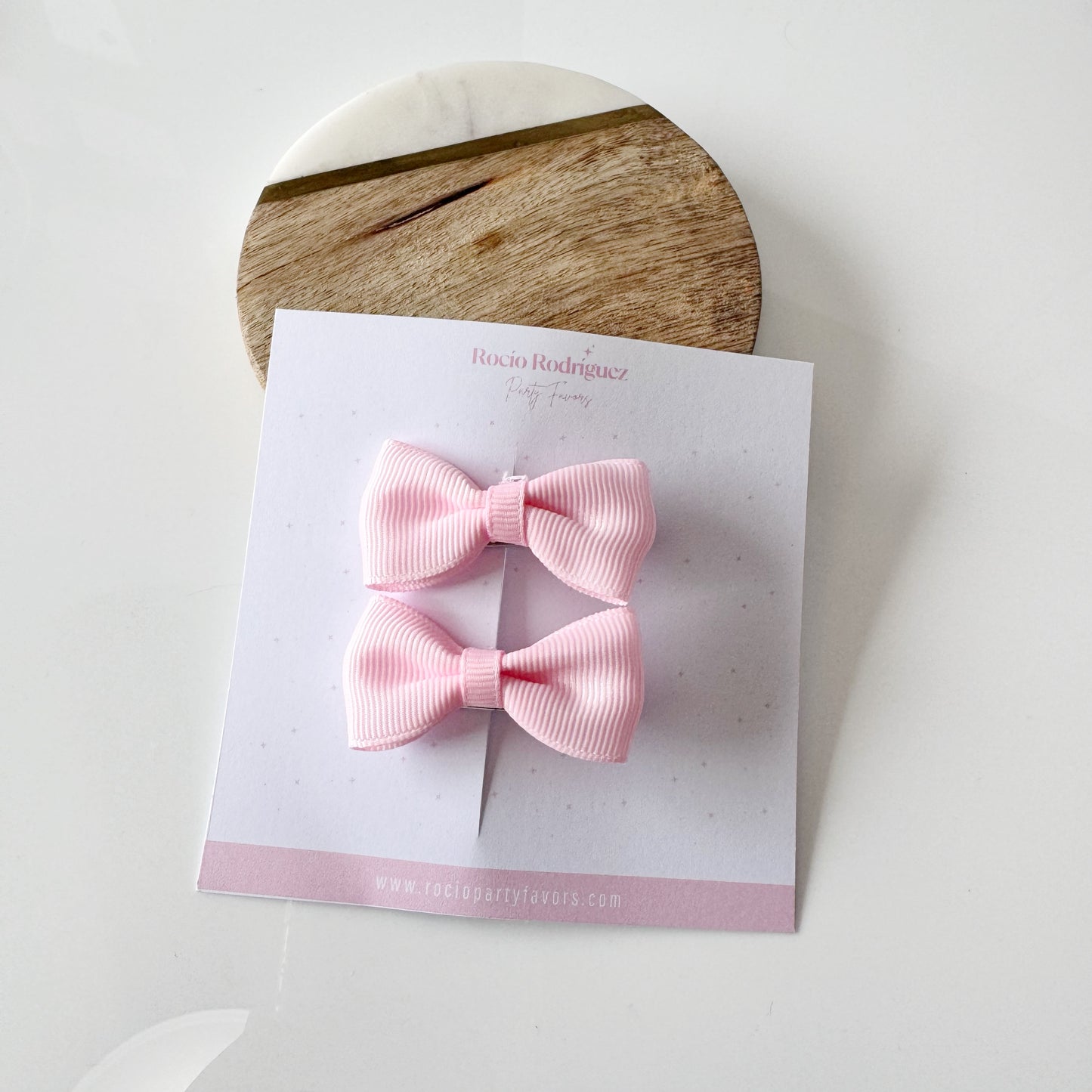 Par mini bow en listón