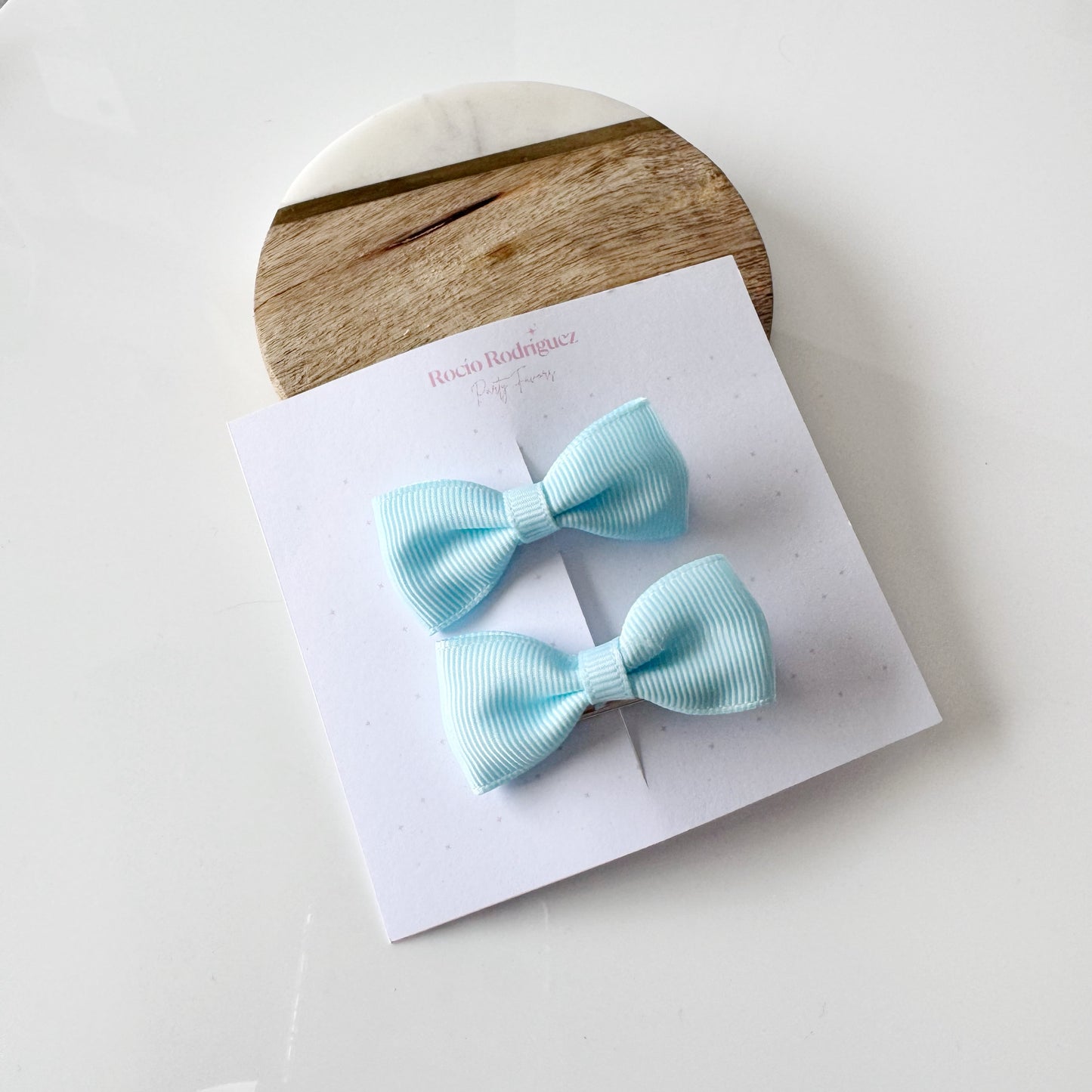 Par mini bow en listón