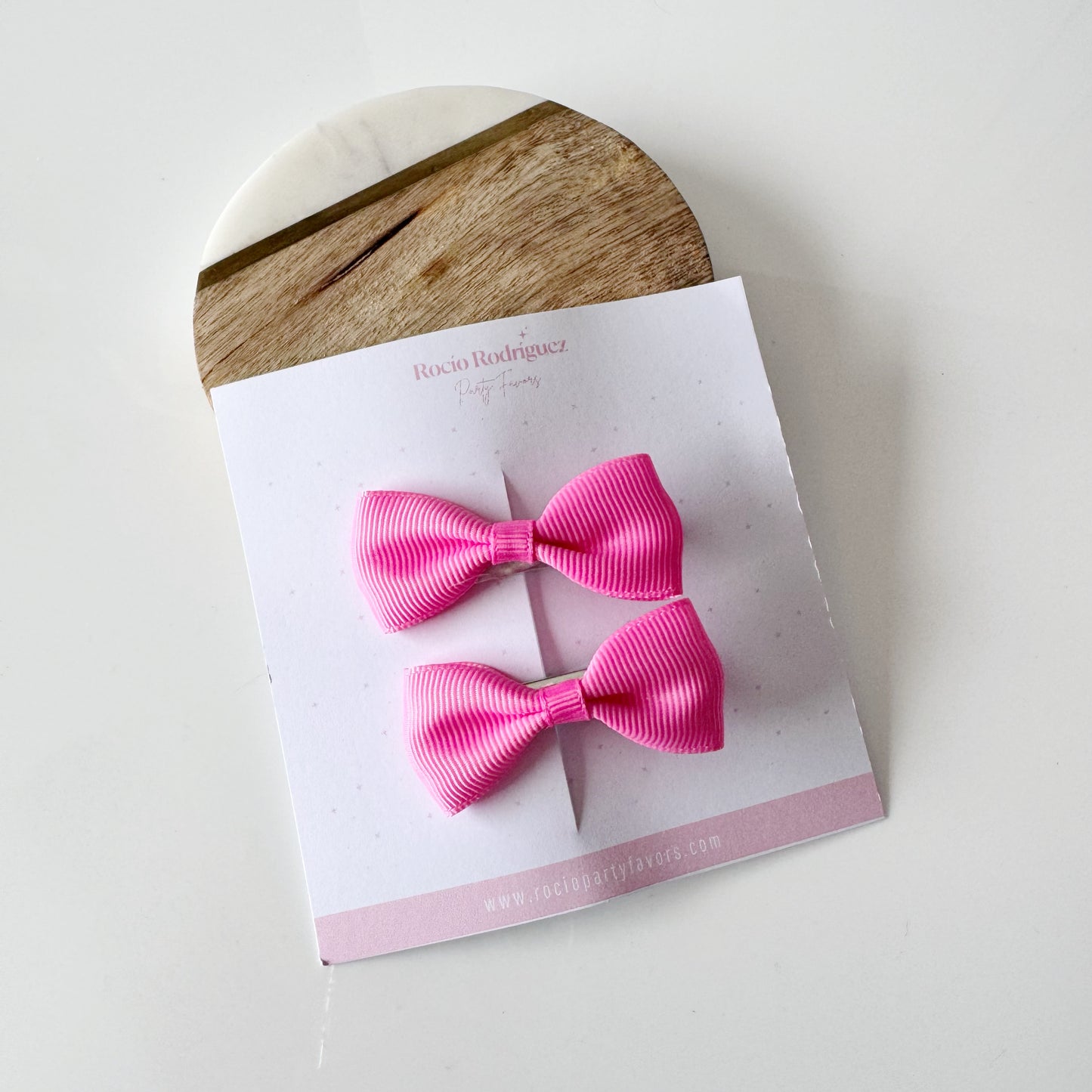 Par mini bow en listón